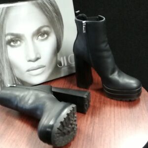 JLO Jennifer Lopez Margy Black Double Platform High Heel Ankle Boot Size 11M NIB